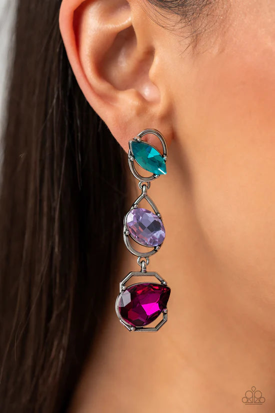 ♥ Dimensional Dance - Multi ♥ Post Earrings