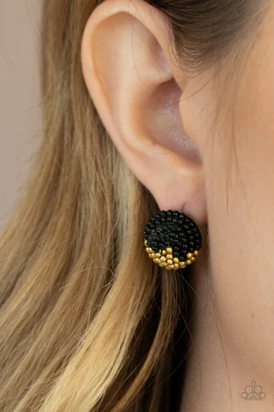 As Happy As Can BEAD - Black ♥ Post Earrings