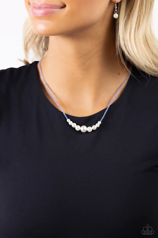 ♥ White Collar Whimsy - Blue ♥ Necklace