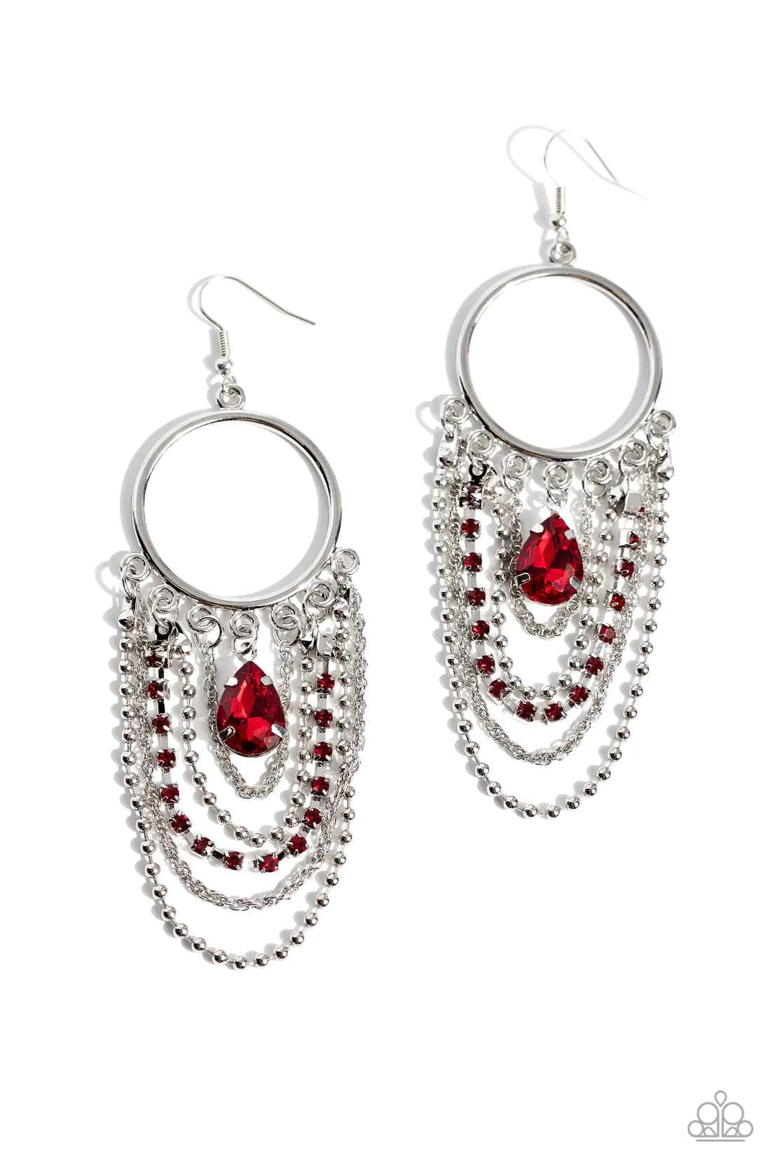 Cascading Clash - Red ♥ Earrings