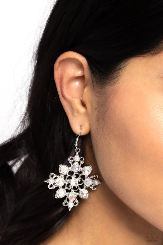 Fancy-Free Florals - White ♥ Earrings