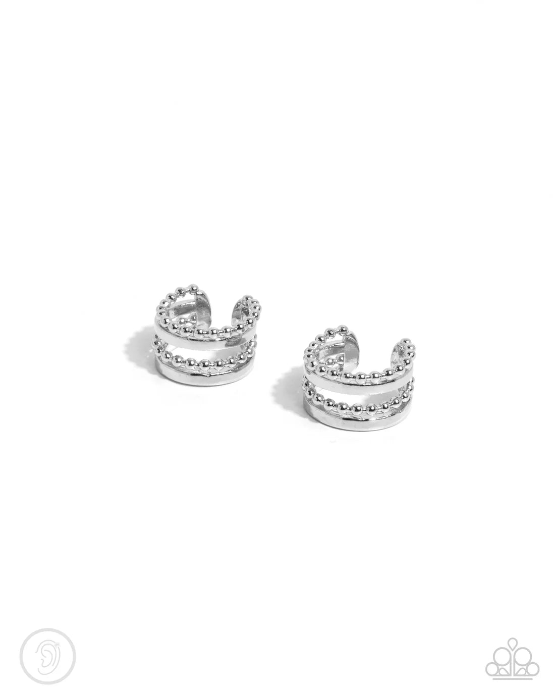 Stacked Spectacle - Silver ♥ Cuff Earrings