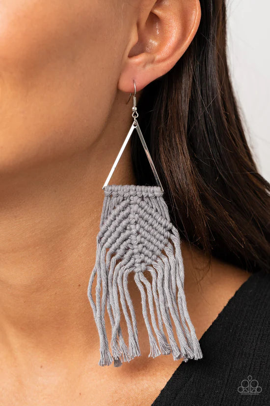 Macrame Jungle - Silver ♥ Earrings