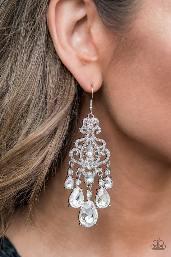 Queen Of All Things Sparkly - White ♥ Earrings