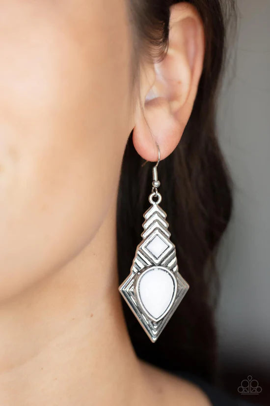 Stylishly Sonoran - White ♥ Earrings