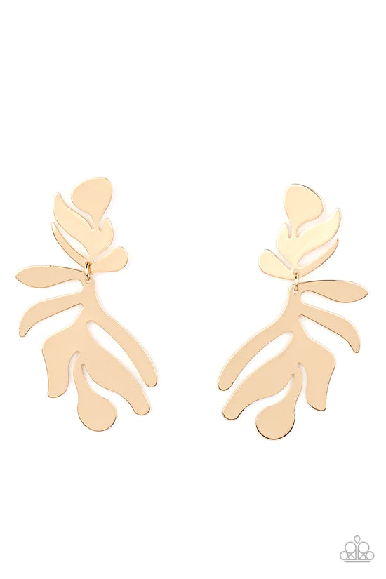 Palm Picnic - Gold ♥ Post Earrings