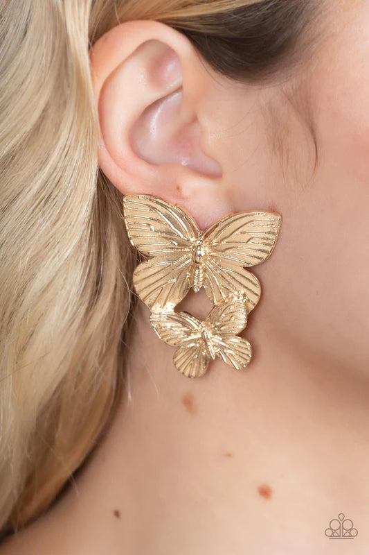 Blushing Butterflies - Gold ♥ Post Earrings