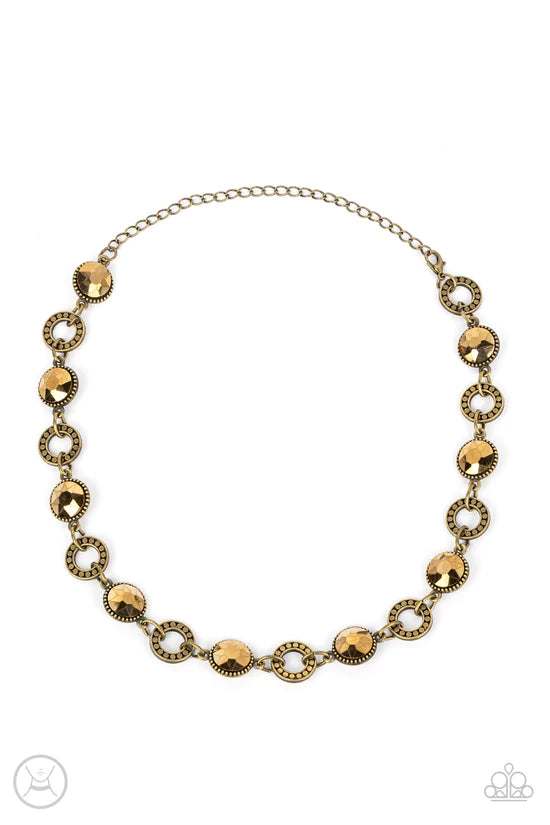 Rhinestone Rollout - Brass ♥ Necklace