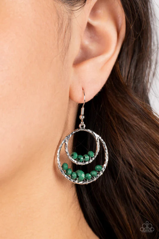 Bustling Beads - Green ♥ Earrings