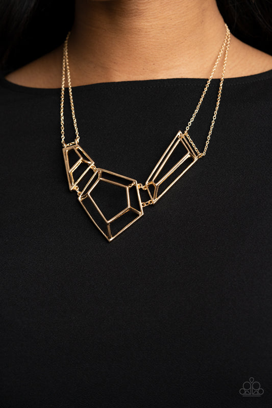 3-D Drama - Gold ♥ Necklace